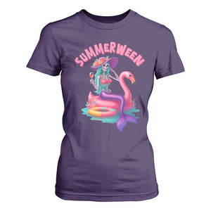 Summerween Mermaid Skeleton T Shirt For Women Beach Flamingo Halloween Girl TS10 Purple Print Your Wear