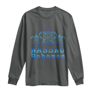 Nassau Souvenir Long Sleeve Shirt Sea Turtle Bahamas Beach Vacation TS10 Dark Heather Print Your Wear