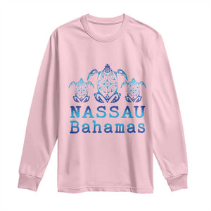 Nassau Souvenir Long Sleeve Shirt Sea Turtle Bahamas Beach Vacation TS10 Light Pink Print Your Wear