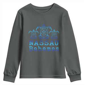 Nassau Souvenir Youth Sweatshirt Sea Turtle Bahamas Beach Vacation TS10 Dark Heather Print Your Wear