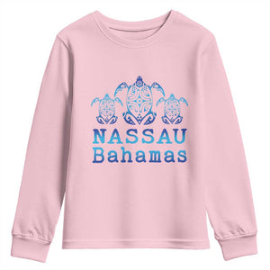 Nassau Souvenir Youth Sweatshirt Sea Turtle Bahamas Beach Vacation TS10 Light Pink Print Your Wear