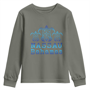 Nassau Souvenir Youth Sweatshirt Sea Turtle Bahamas Beach Vacation TS10 Military Green Print Your Wear