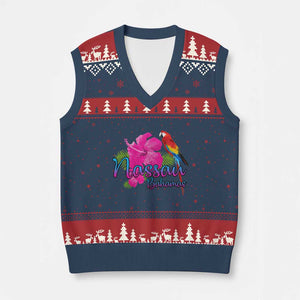 Nassau Souvenir V-Neck Knit Sweater Vest Caribbean Bahamas Beach Vacation TS10 Navy Red Print Your Wear