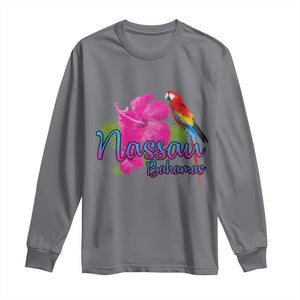 Nassau Souvenir Long Sleeve Shirt Caribbean Bahamas Beach Vacation TS10 Charcoal Print Your Wear