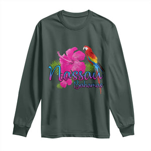 Nassau Souvenir Long Sleeve Shirt Caribbean Bahamas Beach Vacation TS10 Dark Forest Green Print Your Wear