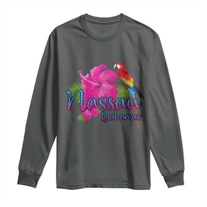 Nassau Souvenir Long Sleeve Shirt Caribbean Bahamas Beach Vacation TS10 Dark Heather Print Your Wear
