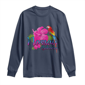 Nassau Souvenir Long Sleeve Shirt Caribbean Bahamas Beach Vacation TS10 Navy Print Your Wear