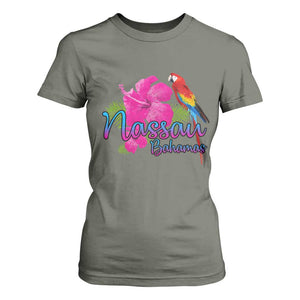 Nassau Souvenir T Shirt For Women Caribbean Bahamas Beach Vacation TS10 Military Green Print Your Wear