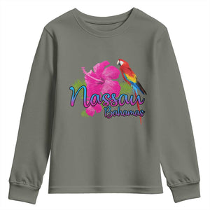 Nassau Souvenir Youth Sweatshirt Caribbean Bahamas Beach Vacation TS10 Military Green Print Your Wear