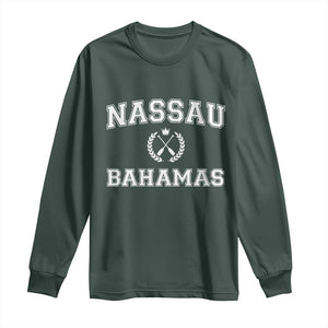 Nassau Souvenir Long Sleeve Shirt Bahamas Rowing Beach Summer Vacation TS10 Dark Forest Green Print Your Wear