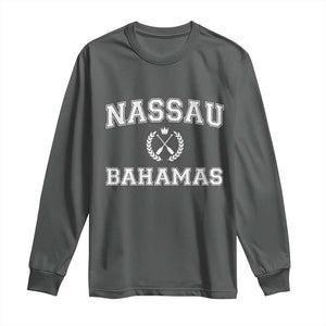 Nassau Souvenir Long Sleeve Shirt Bahamas Rowing Beach Summer Vacation TS10 Dark Heather Print Your Wear