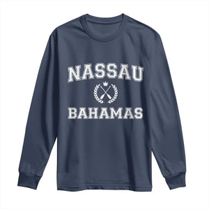 Nassau Souvenir Long Sleeve Shirt Bahamas Rowing Beach Summer Vacation TS10 Navy Print Your Wear