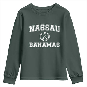 Nassau Souvenir Youth Sweatshirt Bahamas Rowing Beach Summer Vacation TS10 Dark Forest Green Print Your Wear