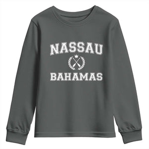 Nassau Souvenir Youth Sweatshirt Bahamas Rowing Beach Summer Vacation TS10 Dark Heather Print Your Wear