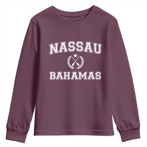 Nassau Souvenir Youth Sweatshirt Bahamas Rowing Beach Summer Vacation TS10 Maroon Print Your Wear