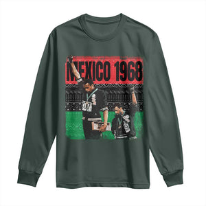 Black Power Salute 1968 Long Sleeve Shirt Black History Month Civil Rights Movement TS10 Dark Forest Green Print Your Wear