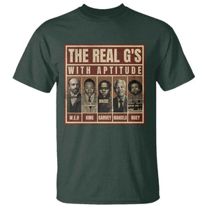 Black History Month T Shirt The Real G's Black Leaders TS10 Dark Forest Green Print Your Wear
