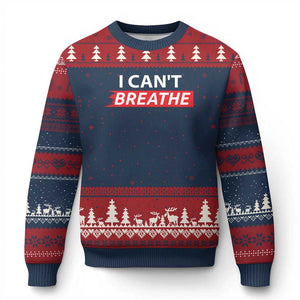 I Cant Breathe Ugly Christmas Sweater Protest Civil Right TS10 Navy Red Print Your Wear