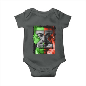 Malcolm X Baby Onesie Black History Month TS10 Dark Heather Print Your Wear