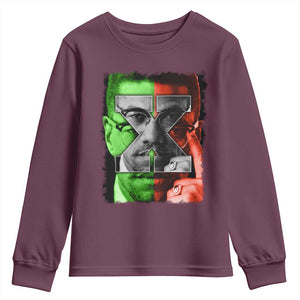 Malcolm X Youth Sweatshirt Black History Month TS10 Maroon Print Your Wear