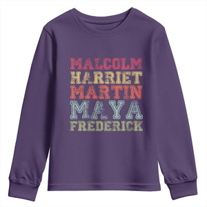 Black History Month Youth Sweatshirt Malcolm Harriet Martin Maya Frederick Civil Right Leaders TS10 Purple Print Your Wear