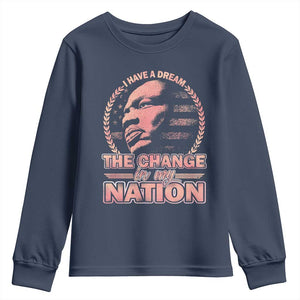 Martin Luther King Youth Sweatshirt Retro Black History Month Civil Rights TS10 Navy Print Your Wear