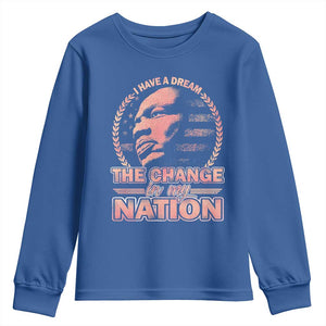 Martin Luther King Youth Sweatshirt Retro Black History Month Civil Rights TS10 Royal Blue Print Your Wear