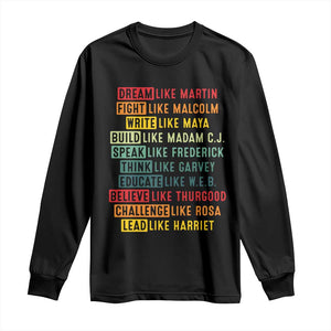 Black History Month Long Sleeve Shirt Retro Inspirational Leaders TS10 Black Print Your Wear
