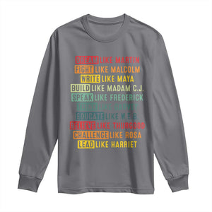 Black History Month Long Sleeve Shirt Retro Inspirational Leaders TS10 Charcoal Print Your Wear