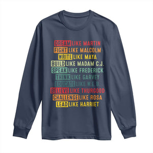 Black History Month Long Sleeve Shirt Retro Inspirational Leaders TS10 Navy Print Your Wear