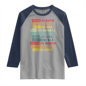 Black History Month Raglan Shirt Retro Inspirational Leaders TS10 Sport Gray Navy Print Your Wear