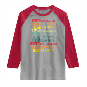 Black History Month Raglan Shirt Retro Inspirational Leaders TS10 Sport Gray Red Print Your Wear