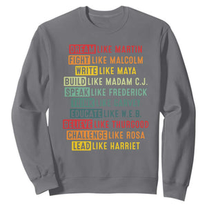 Black History Month Sweatshirt Retro Inspirational Leaders TS10 Charcoal Print Your Wear