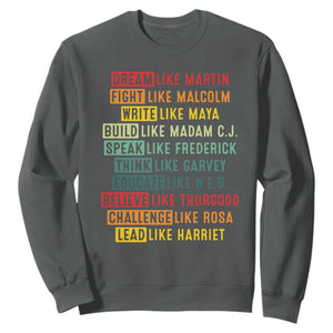 Black History Month Sweatshirt Retro Inspirational Leaders TS10 Dark Heather Print Your Wear