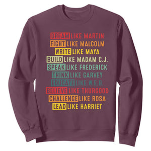 Black History Month Sweatshirt Retro Inspirational Leaders TS10 Maroon Print Your Wear