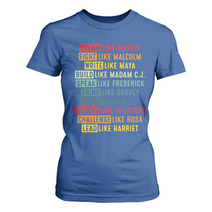 Black History Month T Shirt For Women Retro Inspirational Leaders TS10 Royal Blue Print Your Wear
