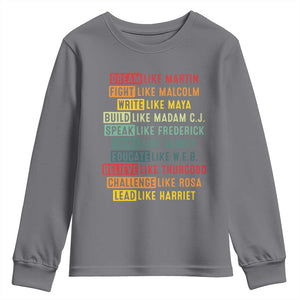 Black History Month Youth Sweatshirt Retro Inspirational Leaders TS10 Charcoal Print Your Wear