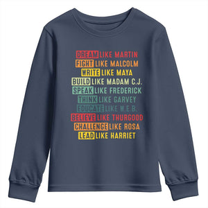 Black History Month Youth Sweatshirt Retro Inspirational Leaders TS10 Navy Print Your Wear