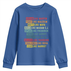 Black History Month Youth Sweatshirt Retro Inspirational Leaders TS10 Royal Blue Print Your Wear