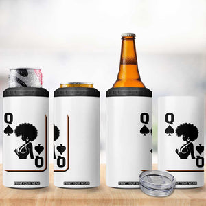Black Queen 4 in 1 Can Cooler Tumbler Black History Month Afro Woman Poker Card Games TS10 Print Your Wear