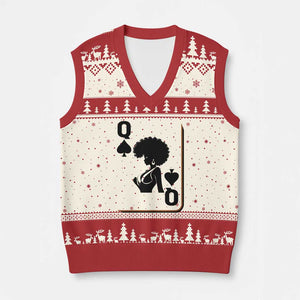 Black Queen V-Neck Knit Sweater Vest Black History Month Afro Woman Poker Card Games TS10 Beige Red Print Your Wear