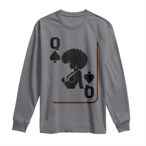 Black Queen Long Sleeve Shirt Black History Month Afro Woman Poker Card Games TS10 Charcoal Print Your Wear
