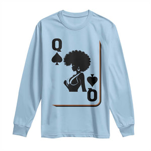 Black Queen Long Sleeve Shirt Black History Month Afro Woman Poker Card Games TS10 Light Blue Print Your Wear