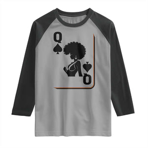 Black Queen Raglan Shirt Black History Month Afro Woman Poker Card Games TS10 Sport Gray Black Print Your Wear