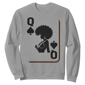 Black Queen Sweatshirt Black History Month Afro Woman Poker Card Games TS10 Sport Gray Print Your Wear