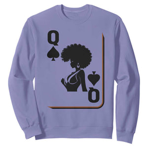 Black Queen Sweatshirt Black History Month Afro Woman Poker Card Games TS10 Violet Print Your Wear