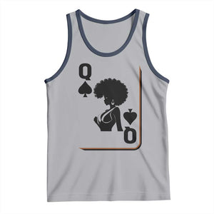 Black Queen Tank Top Black History Month Afro Woman Poker Card Games TS10 Athletic Heather Navy Print Your Wear