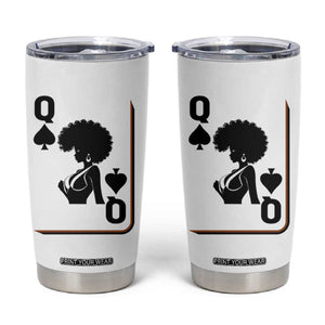 Black Queen Tumbler Cup Black History Month Afro Woman Poker Card Games TS10 White Print Your Wear