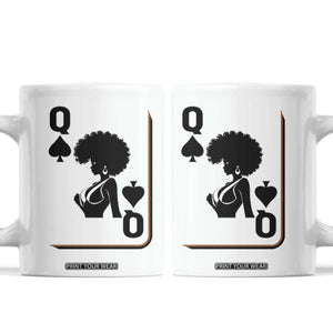 Black Queen Coffee Mug Black History Month Afro Woman Poker Card Games TS10 White Print Your Wear
