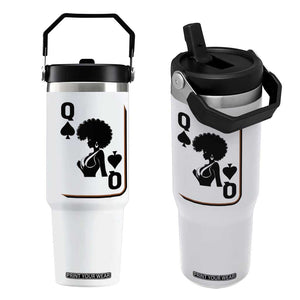 Black Queen Flip Straw Tumbler Black History Month Afro Woman Poker Card Games TS10 One Size: 30 oz White Print Your Wear
